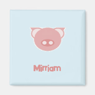 Aimant Piglet rose monogramme en bleu