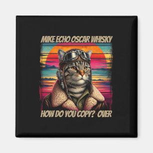 Aimant Pilote de chat rétro Mike Echo Oscar Whisky M.e.o.