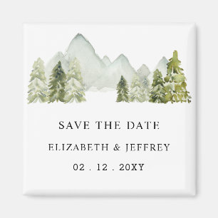 Aimant Pin Rustique Montagne Enregistrer l'aimant Date