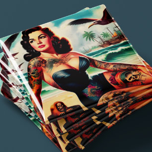 Aimant Pin-up de plage tatouée