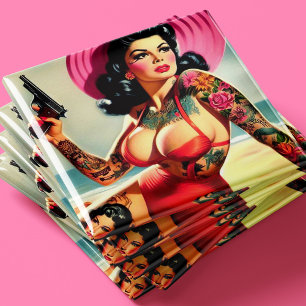 Aimant Pin-up de plage tatouée