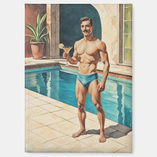 Aimant Pin-Up Masculin Vintage Zaddy | Étalon Rétro au Bo