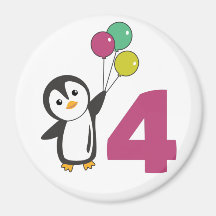 Pingouin Ballons d'anniversaire quatrième pour les