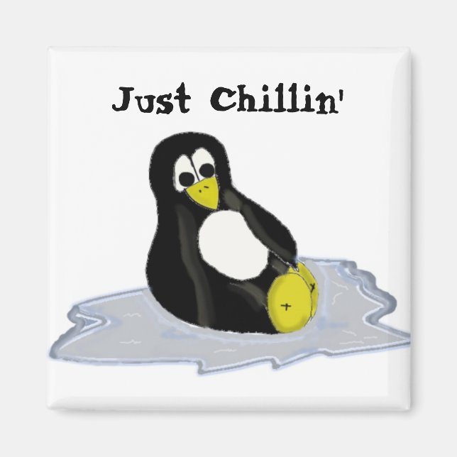 Aimant Pingouin de dessin sur la glace (Devant)