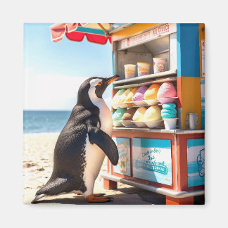 Aimant Pingouin D'Été Au Stand De Crème De Glace