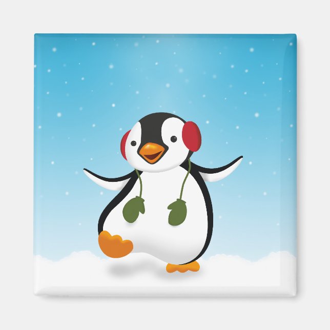 Aimant Pingouin d'hiver mignon (Devant)