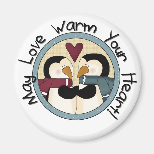 Aimant Pingouin Love T-shirts et cadeaux de vacances (Devant)