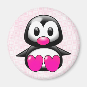 Aimant Pingouin rose mou