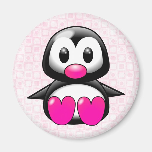 Aimant Pingouin rose mou (Devant)