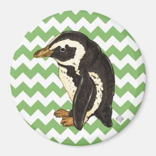 Aimant Pingouin vert chevron