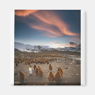 Aimant Pingouins au coucher du soleil