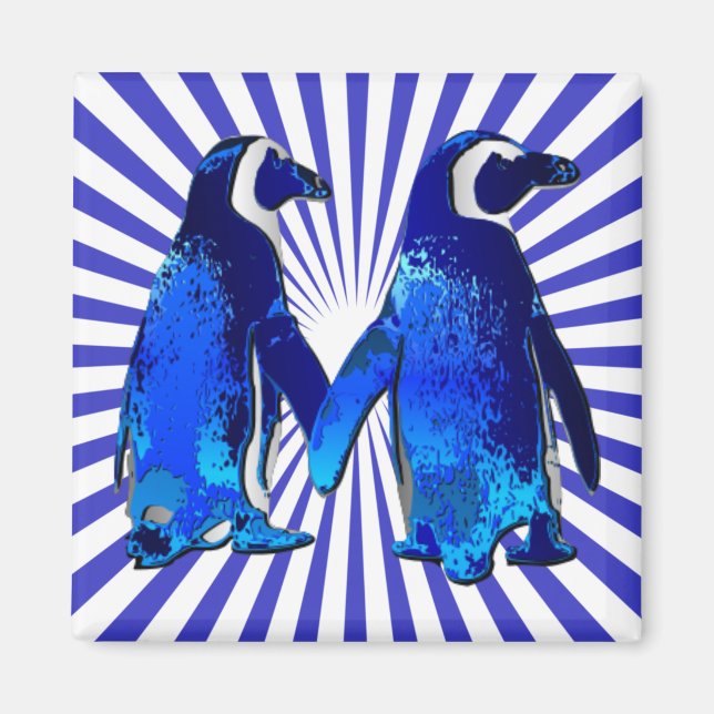 Aimant Pingouins en amour - (Devant)