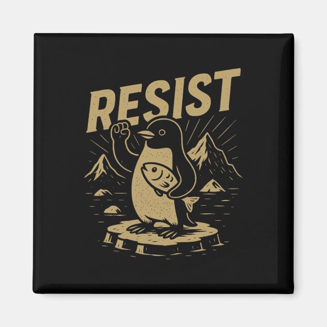 Aimant Pingouins Graphiques Drôle Résistent Pingouin Cont (Devant)