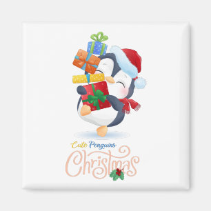 Aimant Pingouins mignons joyeux Noël Collection #1
