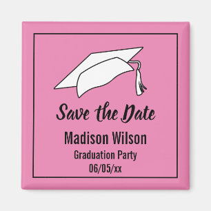 Aimant Pink and Black Save the Date Graduation Party