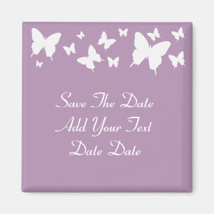 Aimant Pink and White Butterfly Save The Date Magnet.