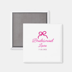 Aimant PINK BOW minimalajouter nom bridesmaid année cadea
