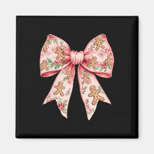 Aimant Pink Christmas Bow Coquette Xmas Gingbread Femmes