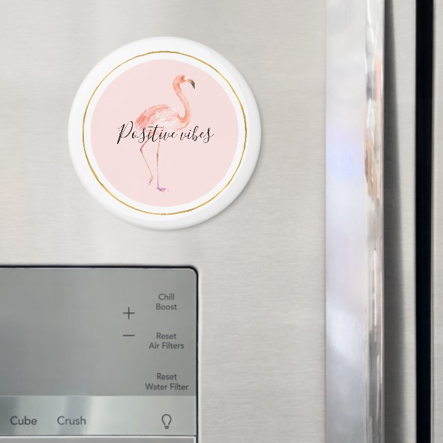 Aimant Pink flamingo gold and frame personalized (In situ (réfrigérateur))