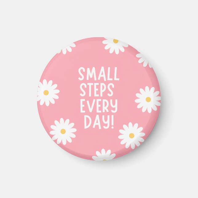Aimant Pink Floral Inspiration – Small Steps Every Day (Devant)