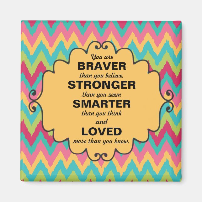 Aimant Pink jaune Turquoise Vert Chevron Encouragement (Devant)