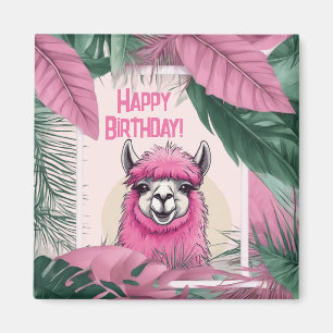 Aimant Pink Joyeux Lama souriant
