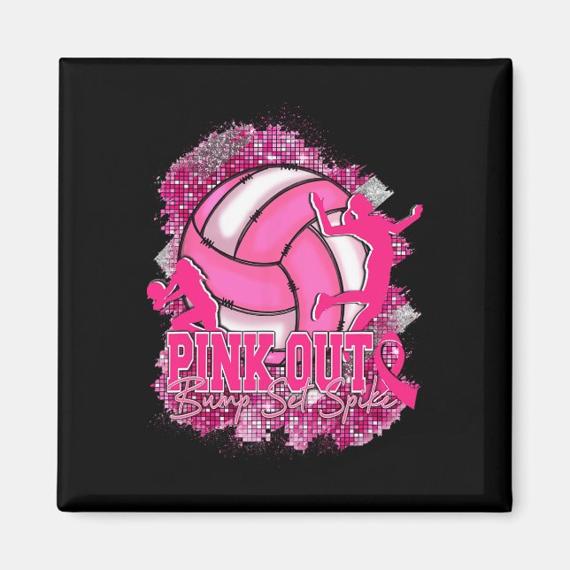 Aimant Pink Out Volleybyll Pink Ribbon Cancer du sein Awa (Devant)