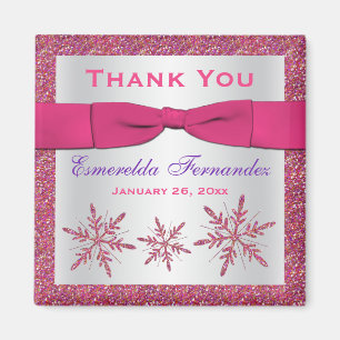 Aimant Pink, Parties scintillant d'argent Snowflakes Part