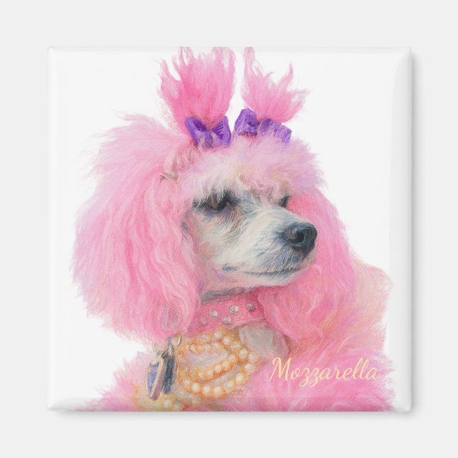 Aimant Pink poodle magnet, poodle decor (Devant)