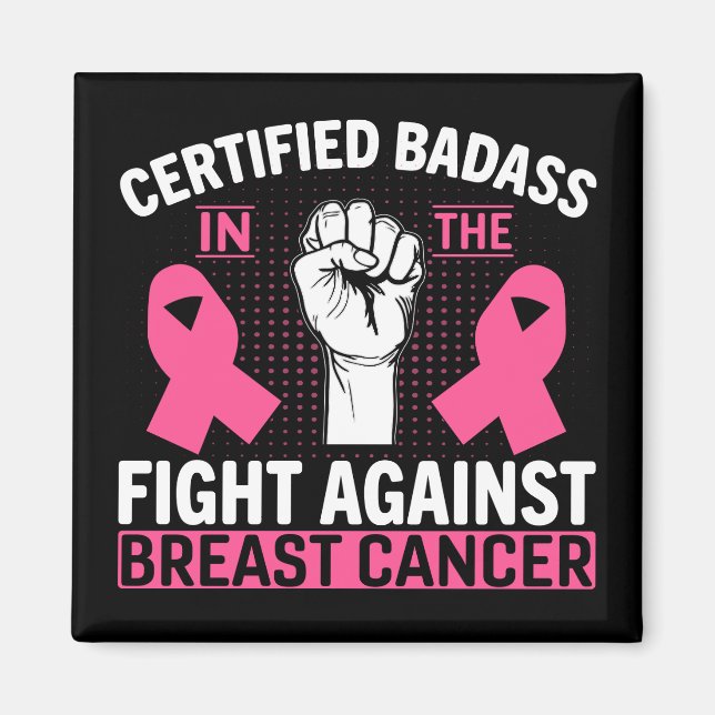 Aimant Pink Ribbon Fighter Guerrier Cancer du sein (Devant)