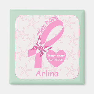 Aimant Pink Ribbon La frontière de la menthe survivant au