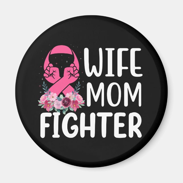Aimant Pink Ribbon Maman Femme Fighter Guerrier Cancer du (Devant)