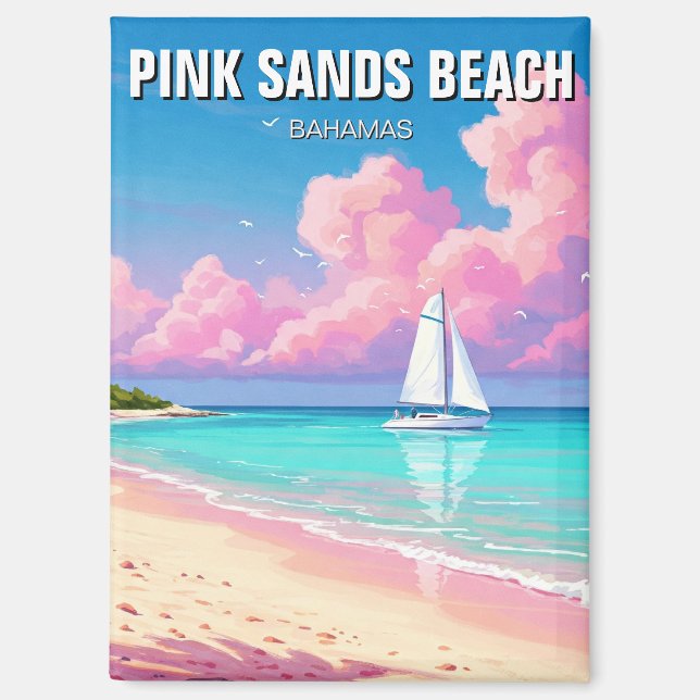 Aimant Pink Sands Beach Bahamas Travel (Recto)