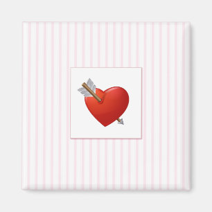 Aimant Pink Stripes - Red Valentine Heart