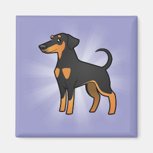 Aimant Pinscher de dobermann de bande dessinée (oreilles