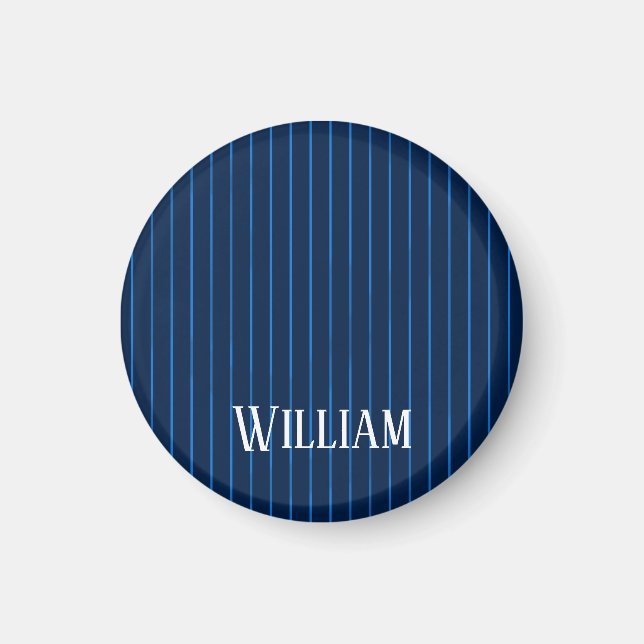 Aimant Pinstripes bleu marine personnalisées (Devant)