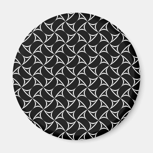 Aimant Pinwheel Spiral White Abstract Illusions Line Art (Devant)