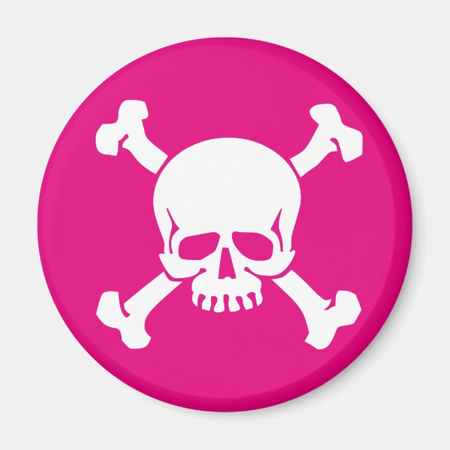 Aimant Pirate rose, croix et os (Devant)
