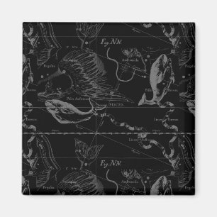 Aimant Pisces Constellation Hevelius 1690 sur Black