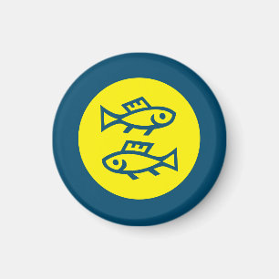 Aimant Pisces Horoscope Bleu Jaune Moderne Minimaliste