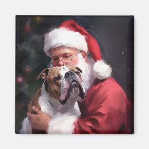Aimant Pitbull avec le Père Noël Festif de Noël