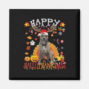 Aimant Pitbull Chien Halloween Chien de Noël Joyeux Hallo