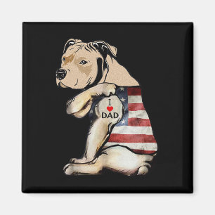 Aimant Pitbull Je t'aime Papa Tatouage Fête des Pères