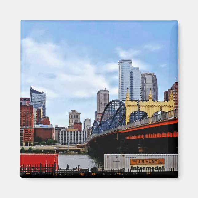 Aimant Pittsburgh PA - Train Par Smithfield St Bridge (Devant)