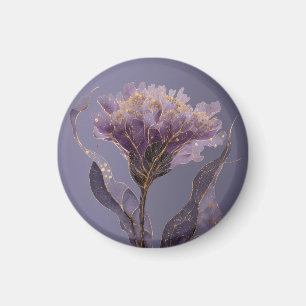 Aimant Pivoine Violette Inspirée Florale Accents Dorés