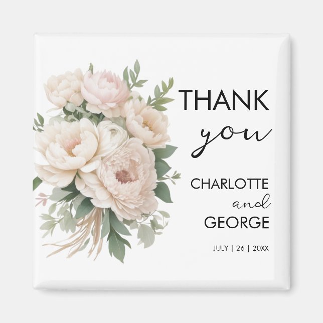 Aimant pivoines roses blanches fleurs rustiques mariage f (Devant)
