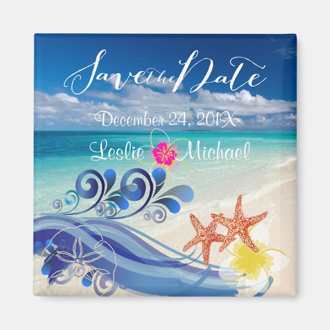 Aimant PixDezines hulawaves/plage+plumeria (Devant)