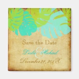 Aimant PixDezines Monstera Vintage, Enregistrer la date