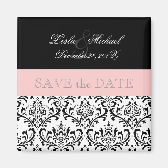 Aimant PixDezines Rossi Damask, noir+blanc (Devant)