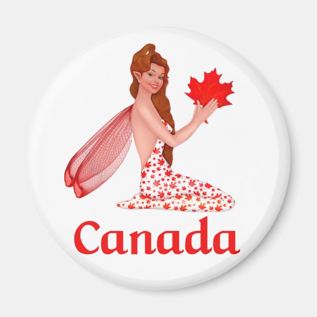 Aimant Pixie canadienne avec feuille d'érable (Devant)